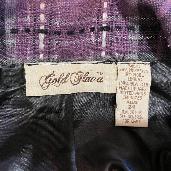 Purple Plaid Trench Coat - Picture 9 of 10